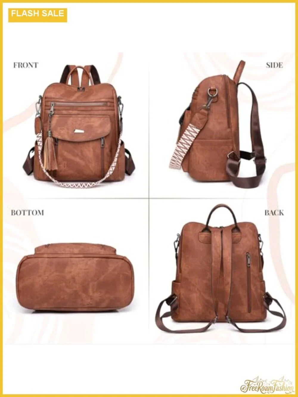 PU Leather Convertible Backpack Purse for Women with Laptop Compartment